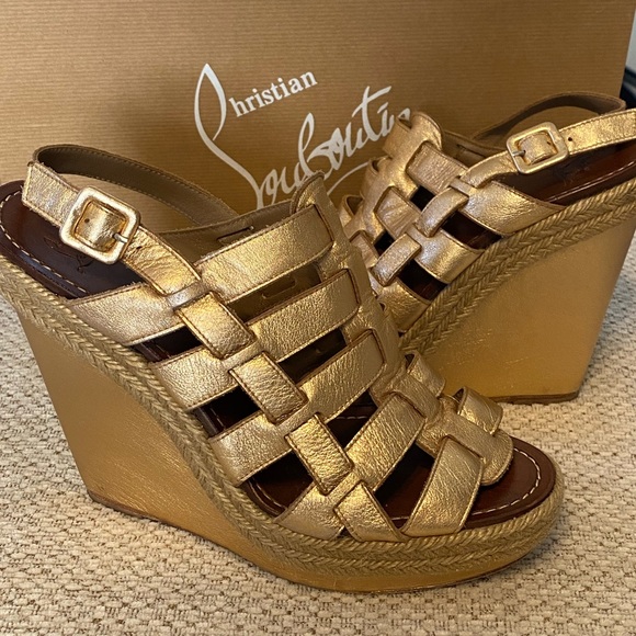 Christian Louboutin Barcelona 120 Rose Gold Wedges - Picture 2 of 10